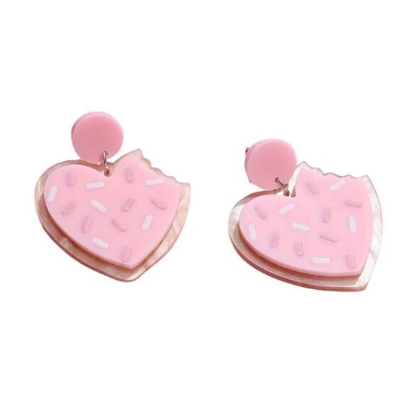 New ICED HEART COOKIE earrings - Picture 1 of 1